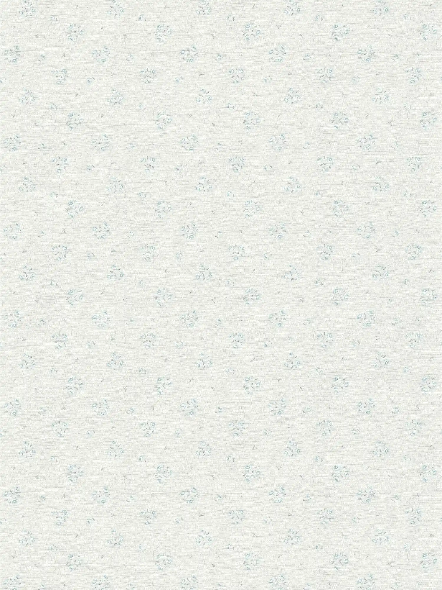 Landhaus Tapete mit floralem Muster im Shabby Chic Stil – Hellgrau, Blau, Weiß
