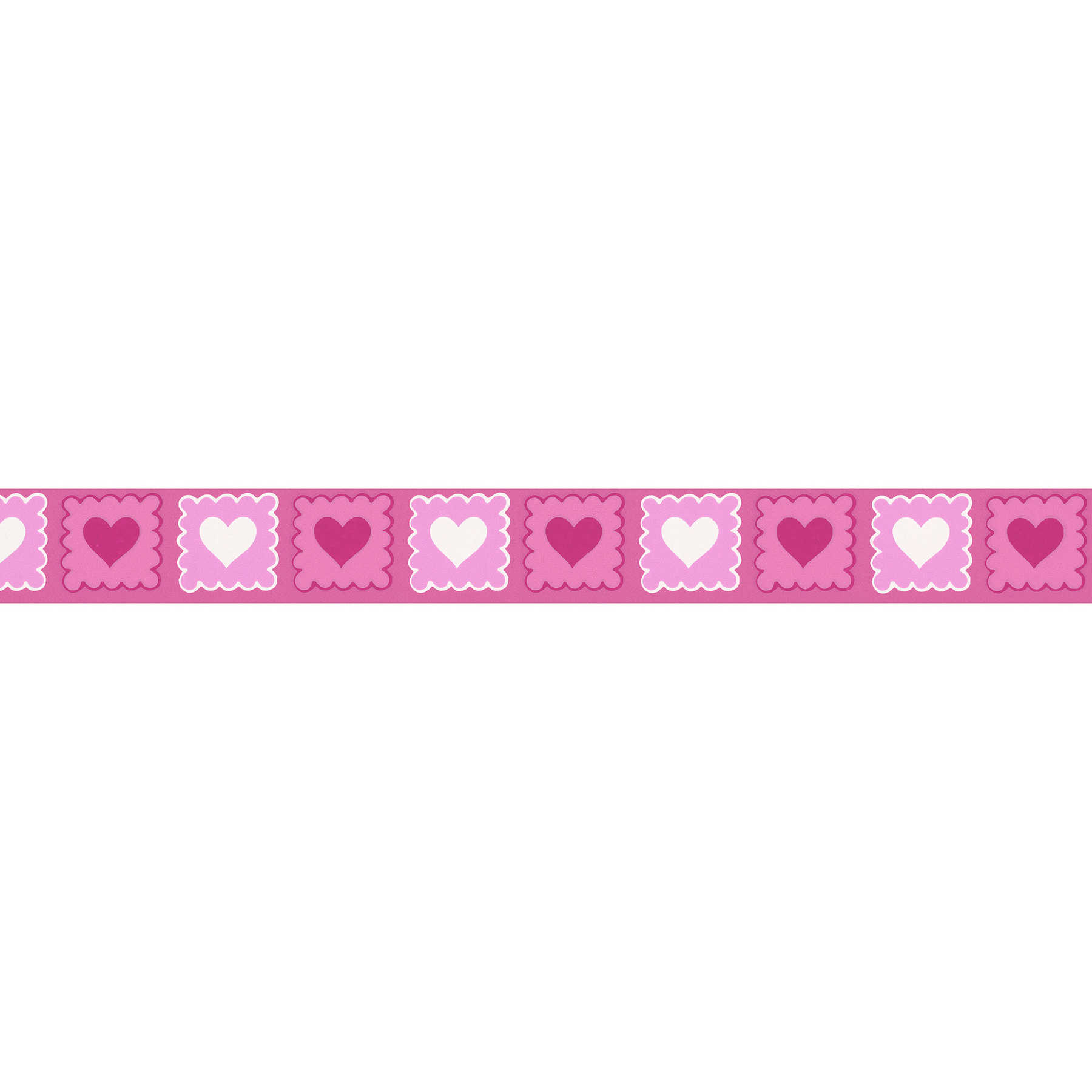 Pinke Borte mit Herz-Muster für Kinderzimmer – Rosa, Weiß, Bunt
