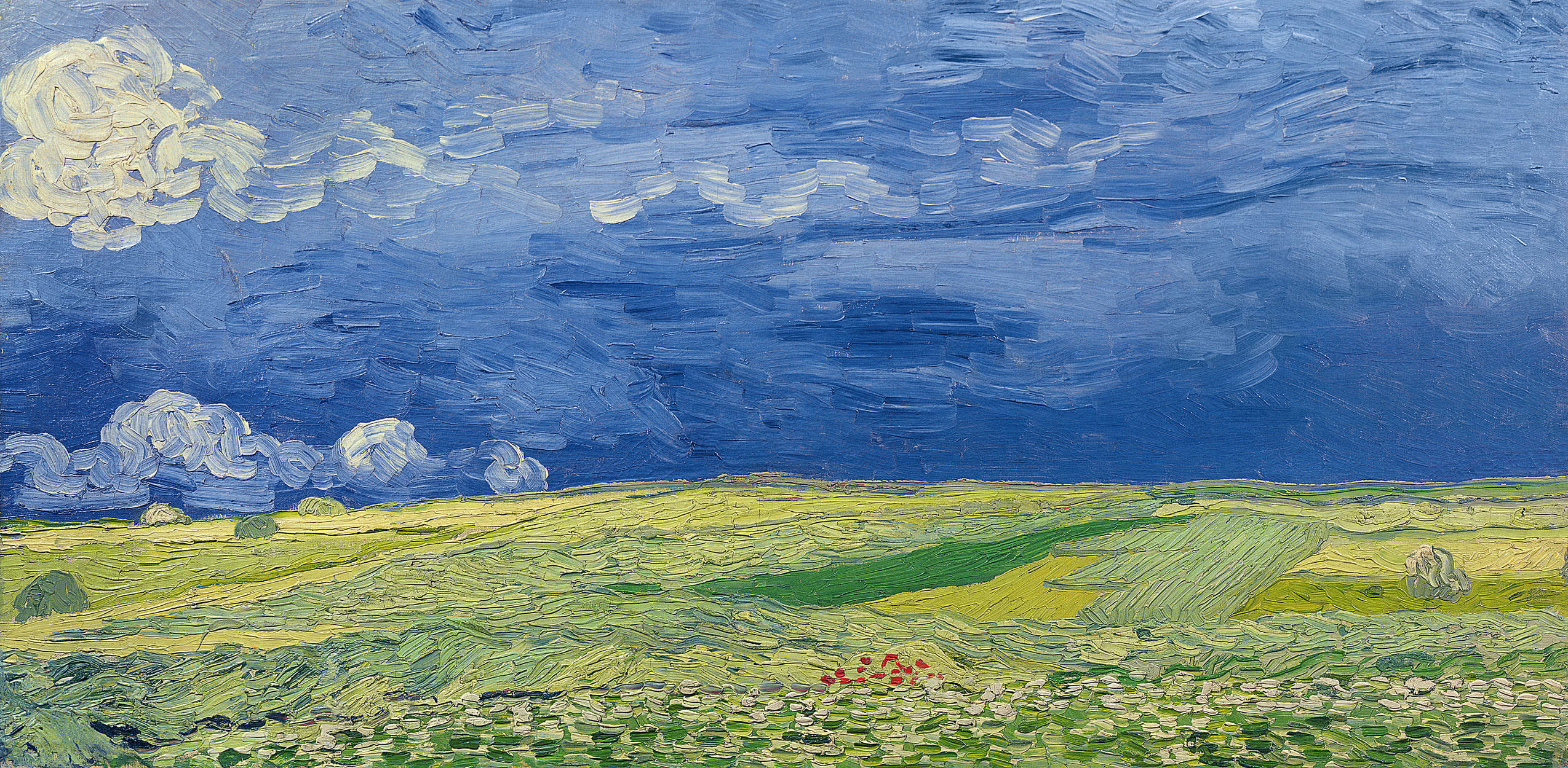             Fototapete "Weizenfelder unter Gewitterwolken" von Vincent van Gogh
        