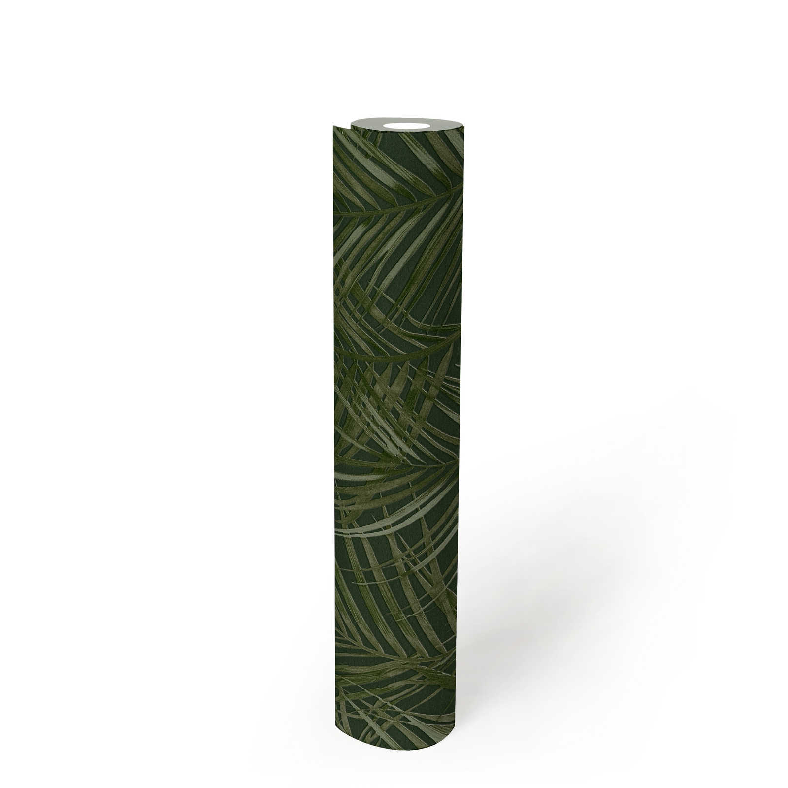             Vliestapete mit floralem Palmen Muster matt – Grün
        