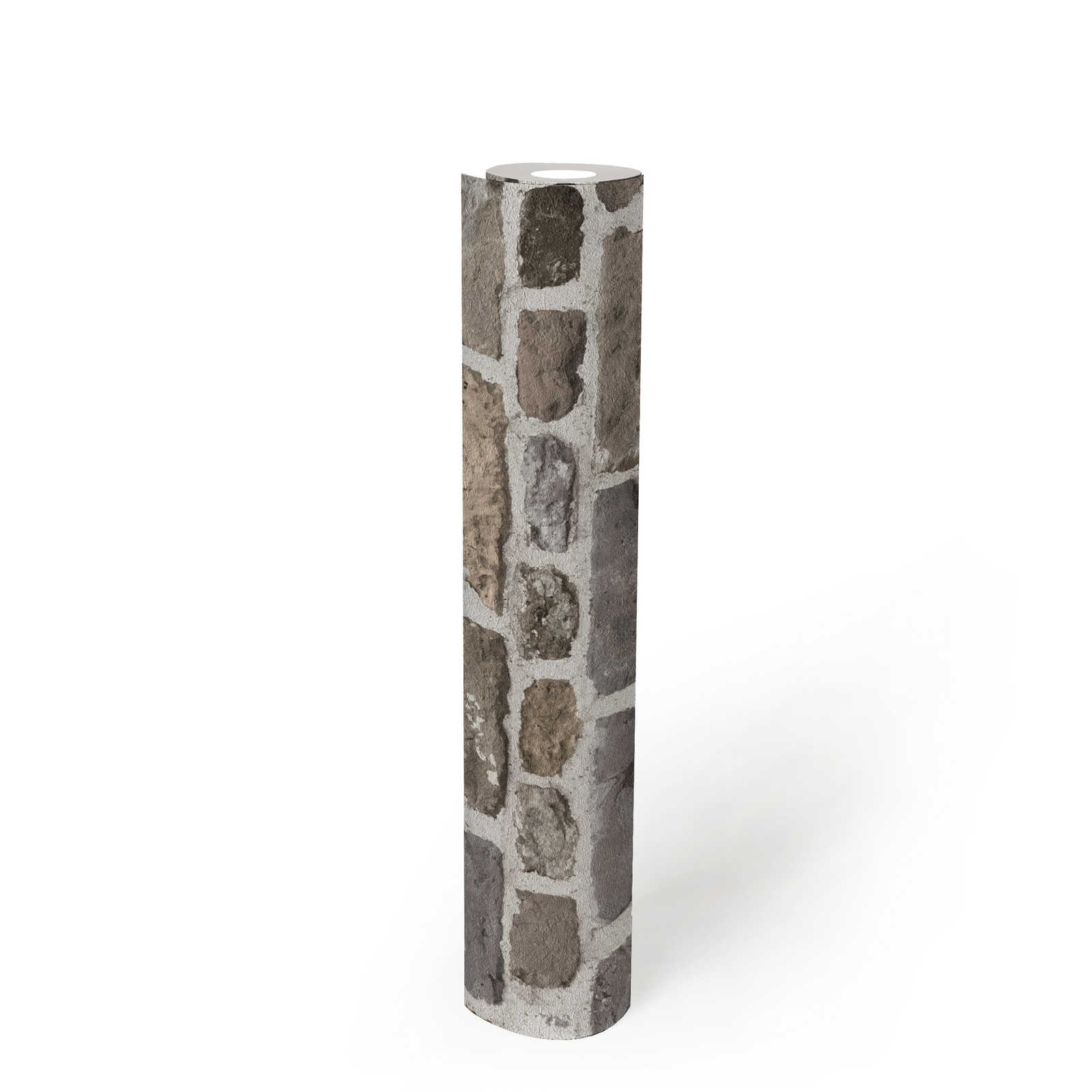             Ziegelwand Tapete Grau mit 3D Motiv – Grau
        