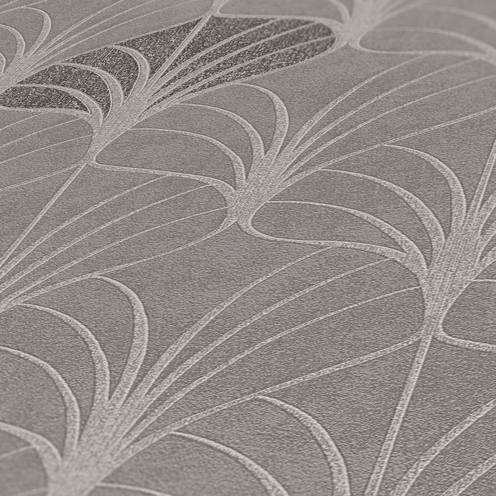             Mustertapete Art-Deco-Stil mit Metallic Effekt – Grau, Beige, Braun
        