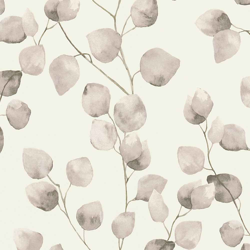             Blätterranken Tapete im Aquarellstil – Beige, Creme, Weiß
        