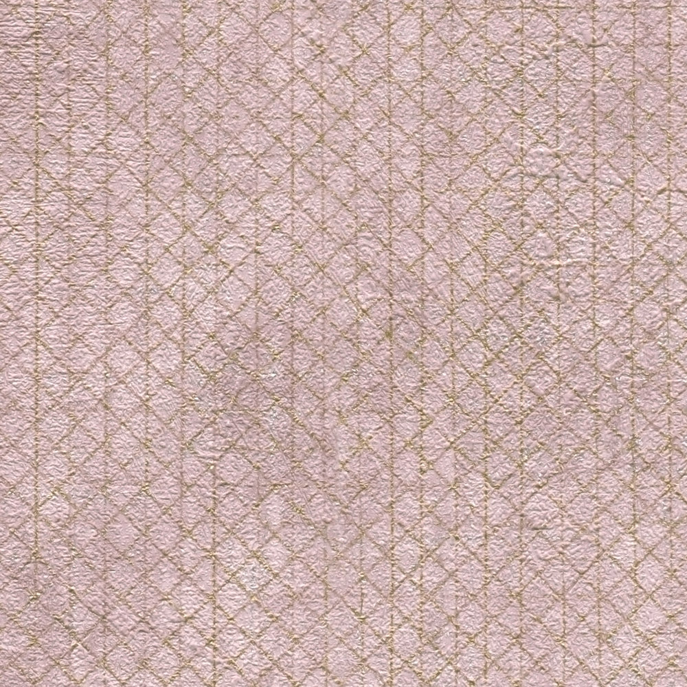             Altrosa Tapete mit Gold-Linienmuster – Metallic, Rosa
        