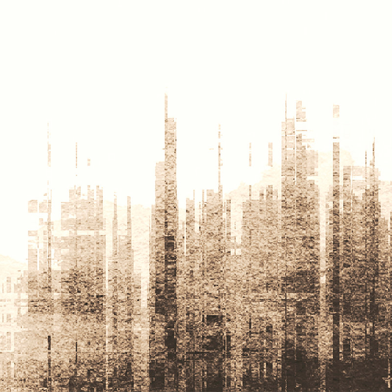 Fototapete Liniendesign, abstrakte Skyline – Beige, Weiß, Schwarz

