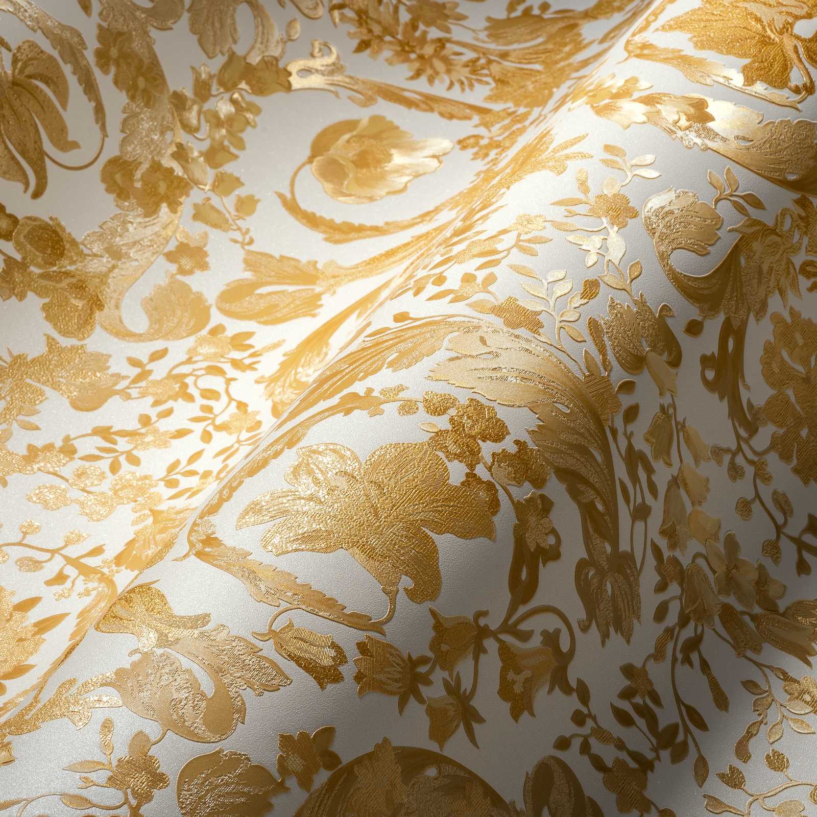             Blumen Tapete VERSACE Gold Ornament-Muster – Creme
        