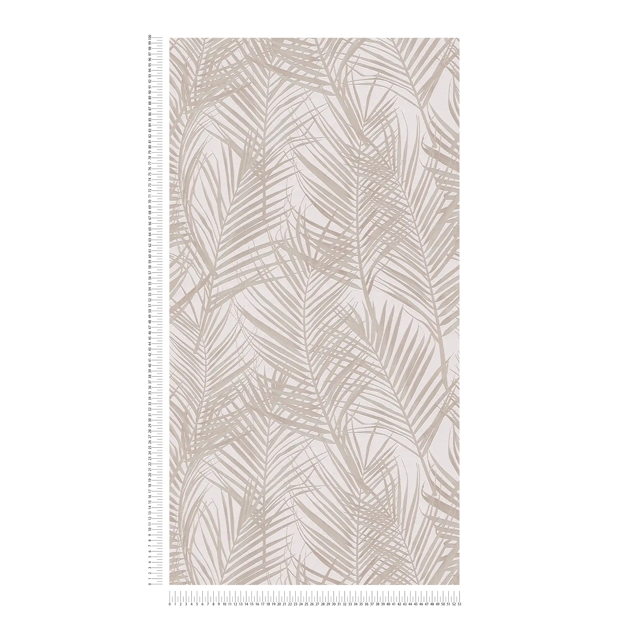             Mustertapete mit Palmenblättern in matt – Weiß, Creme
        