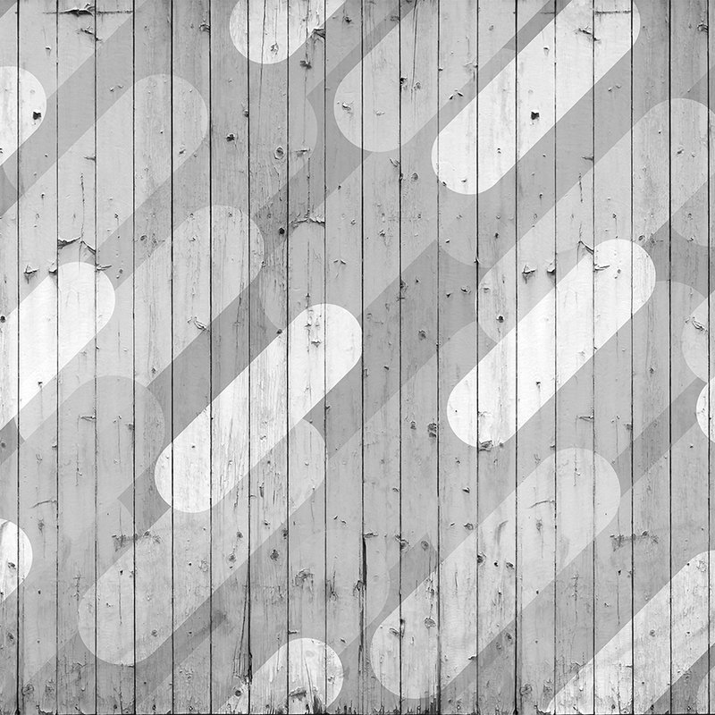 Holz-Fototapete mit Brettern & Streifenmuster – Grau, Weiß
