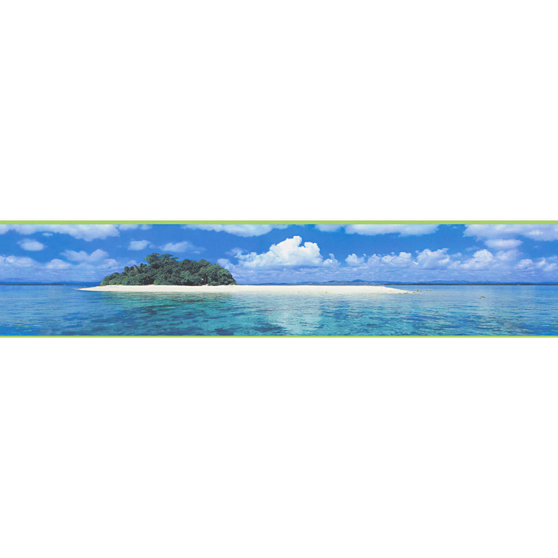         Selbstklebende Tapetenborte mit Südsee Insel Landschaft – Blau
    