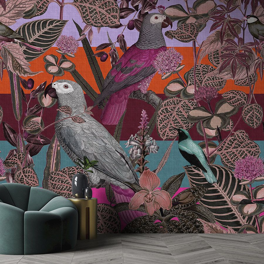 Fototapete »amazona 1« - Exotische Vögel – Violett | Mattes, Glattes Vlies
