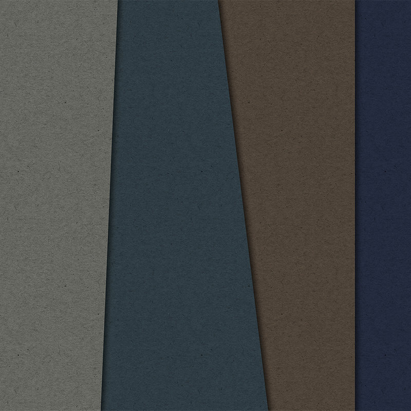 Layered Cardboard 2 - Fototapete in Pappe Struktur mit dunklen Farbfeldern – Blau, Braun | Perlmutt Glattvlies
