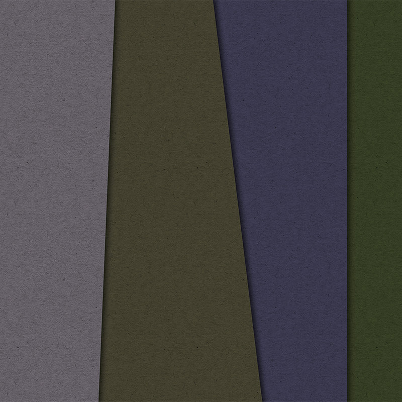 Layered Cardboard 3 - Fototapete minimalistisch & abstrakt- Pappe Struktur – Grün, Violett | Perlmutt Glattvlies
