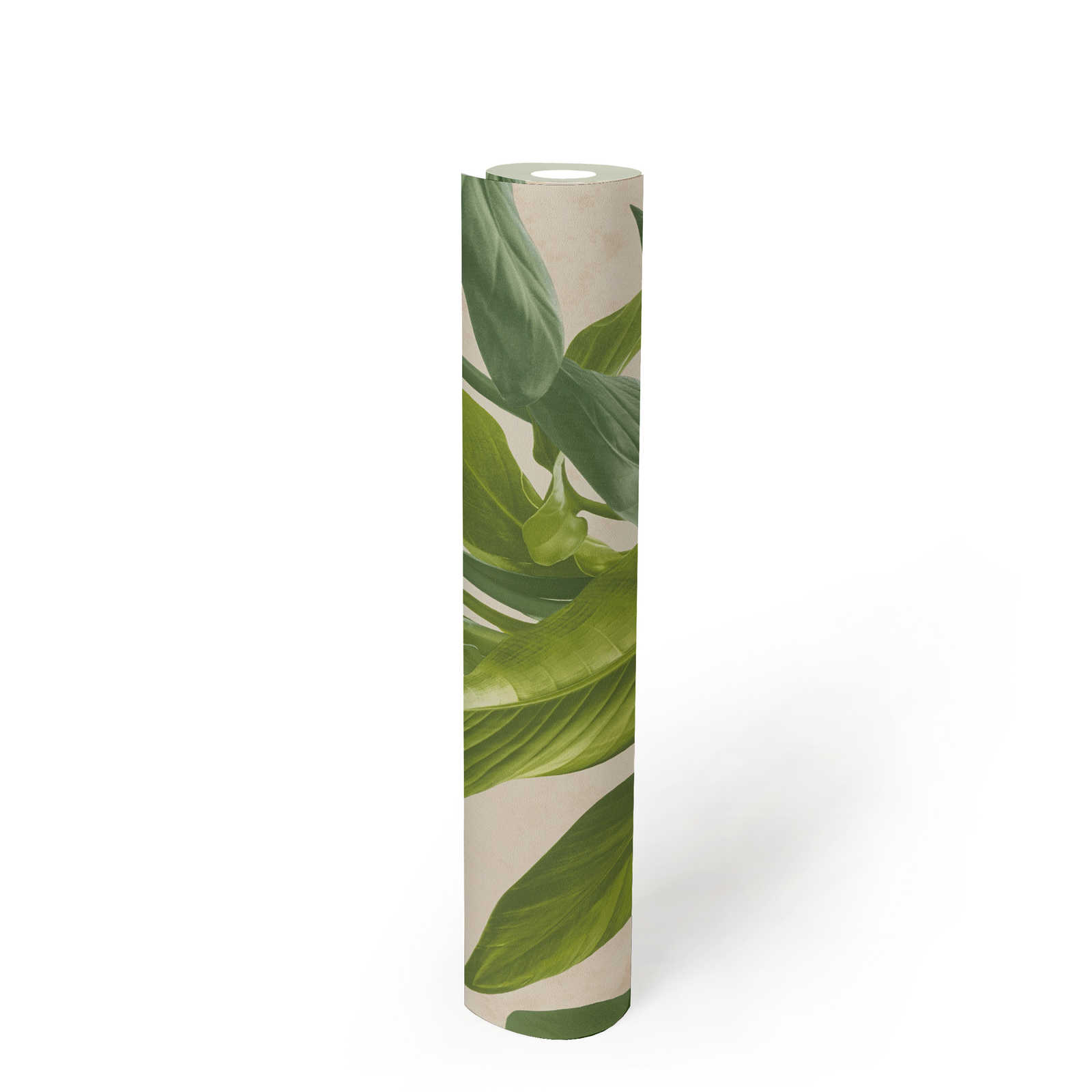             Vliestapete mit modernem Blätter-Design – Creme, Grün
        