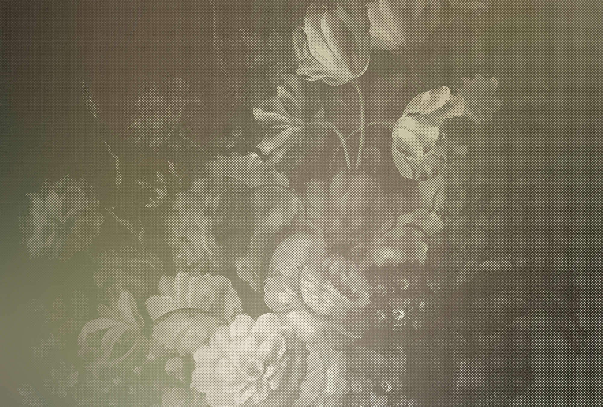             Dutch pastel 4 - Fototapete kunstvoller Blumenstrauß Dutch Stil – Taupe | Mattes Glattvlies
        