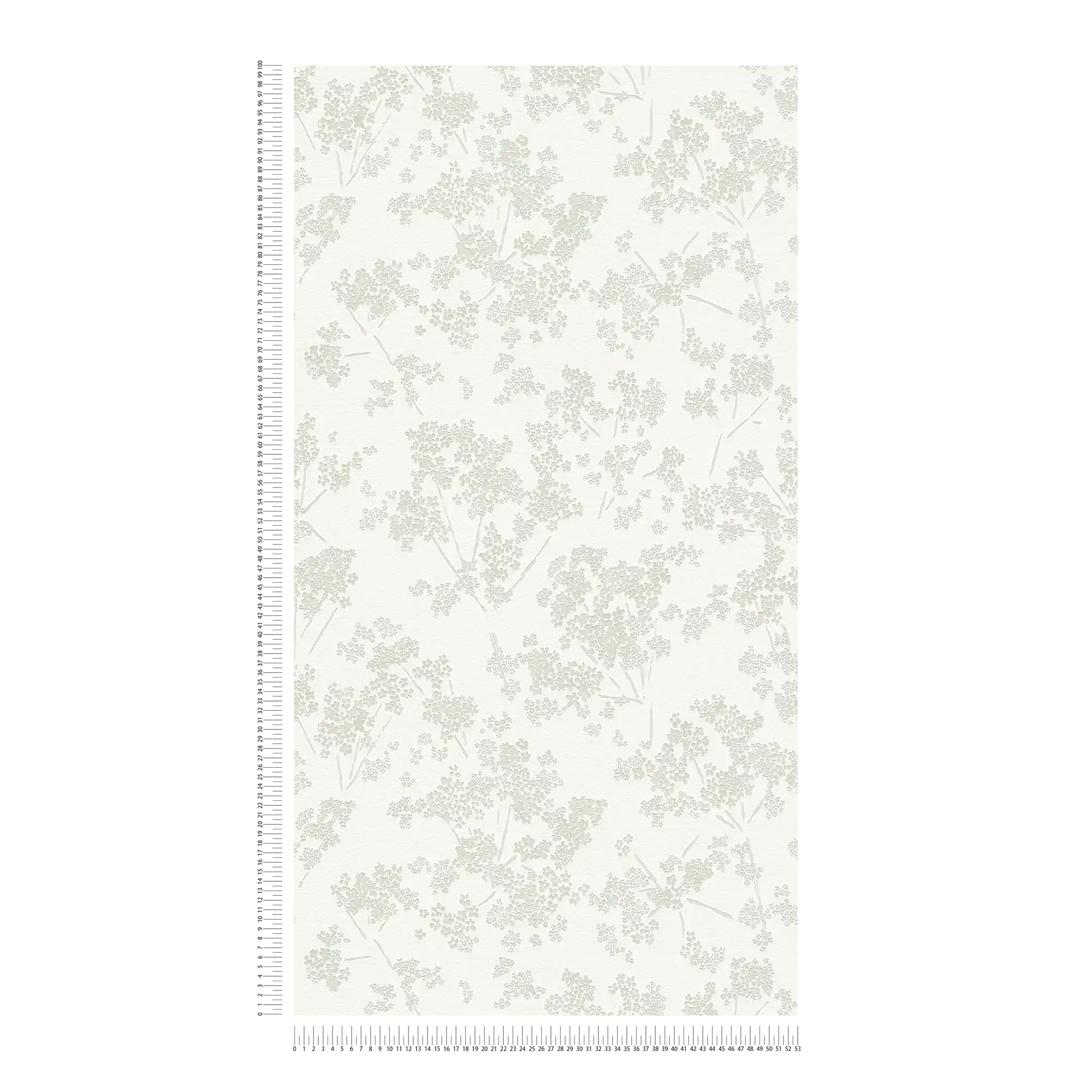             Vliestapete mit floraler Bemusterung – Weiß, Grün, Grau
        