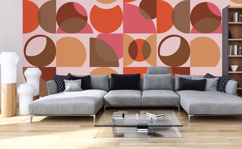             Retro Fototapete Orange mit geometrischem Design – Braun, Rosa, Orange
        