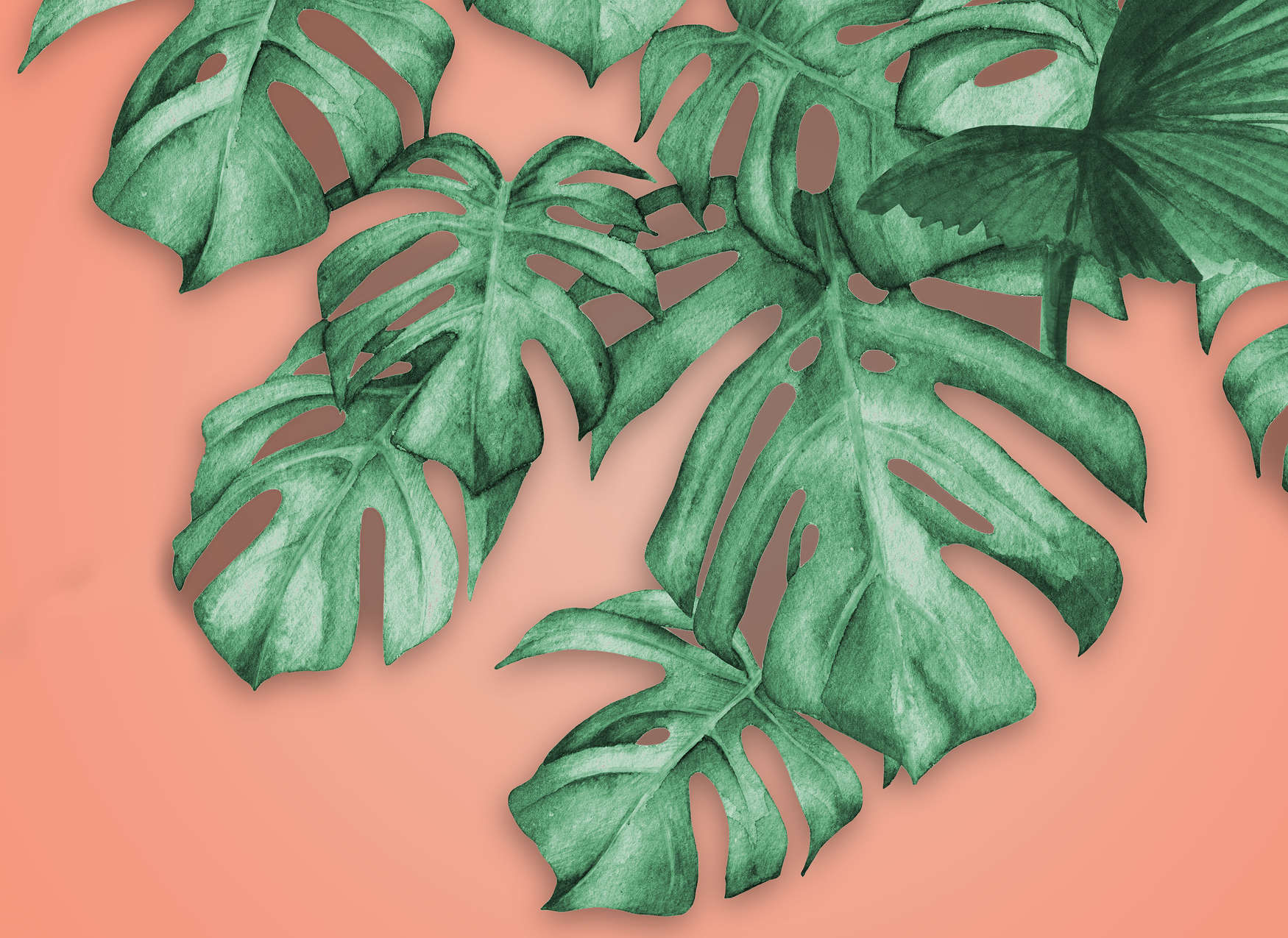             Fototapete mit tropischen Palmblätter – Grün, Orange
        