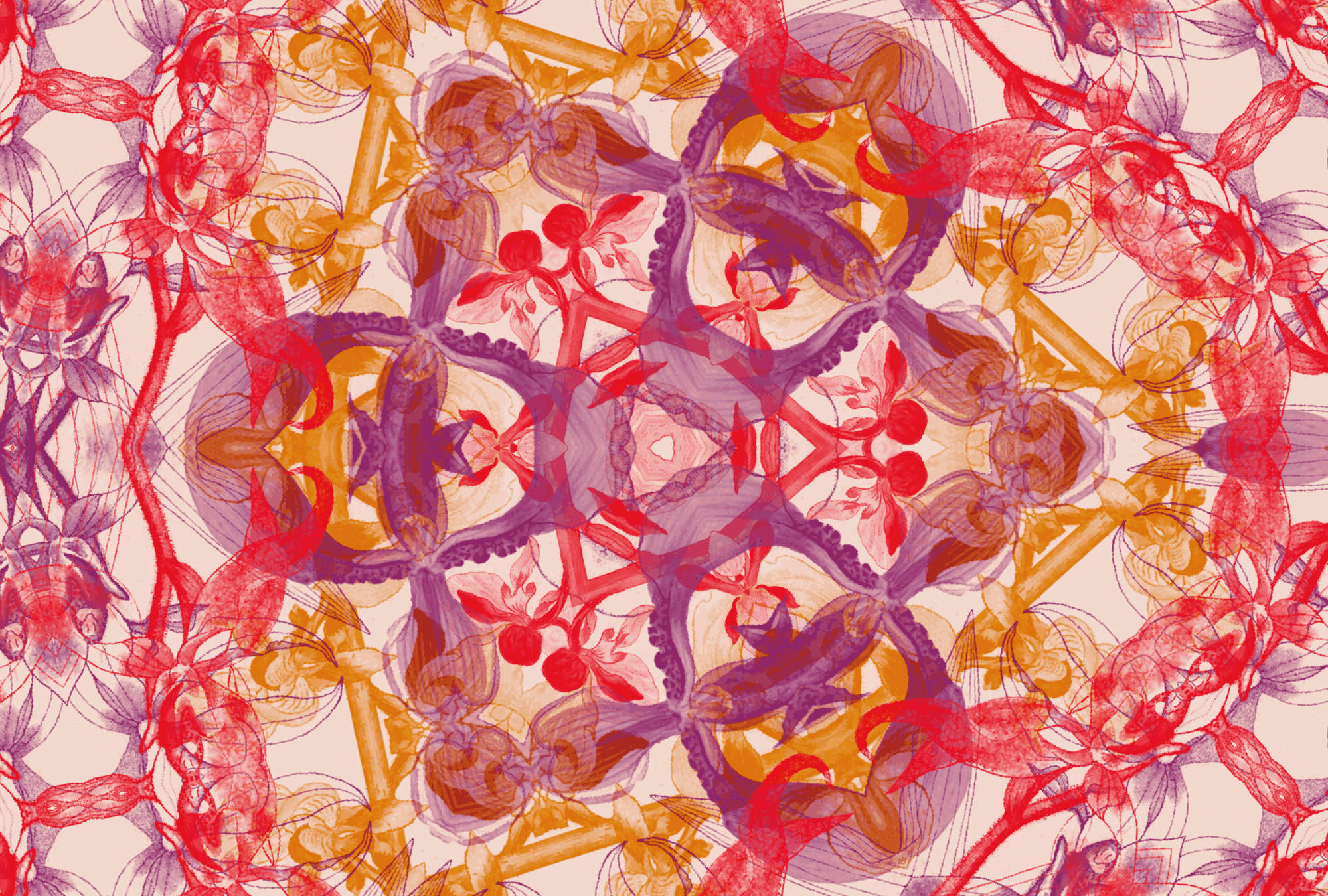             Blütenmeer – Fototapete abstrakte Blumen gemustert
        