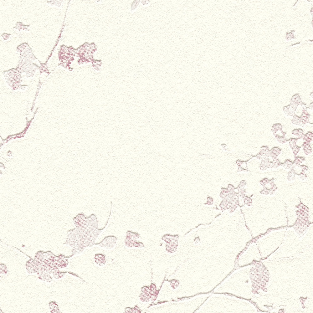             Blumen Vliestapete im Landhausstil – Violett, Creme
        