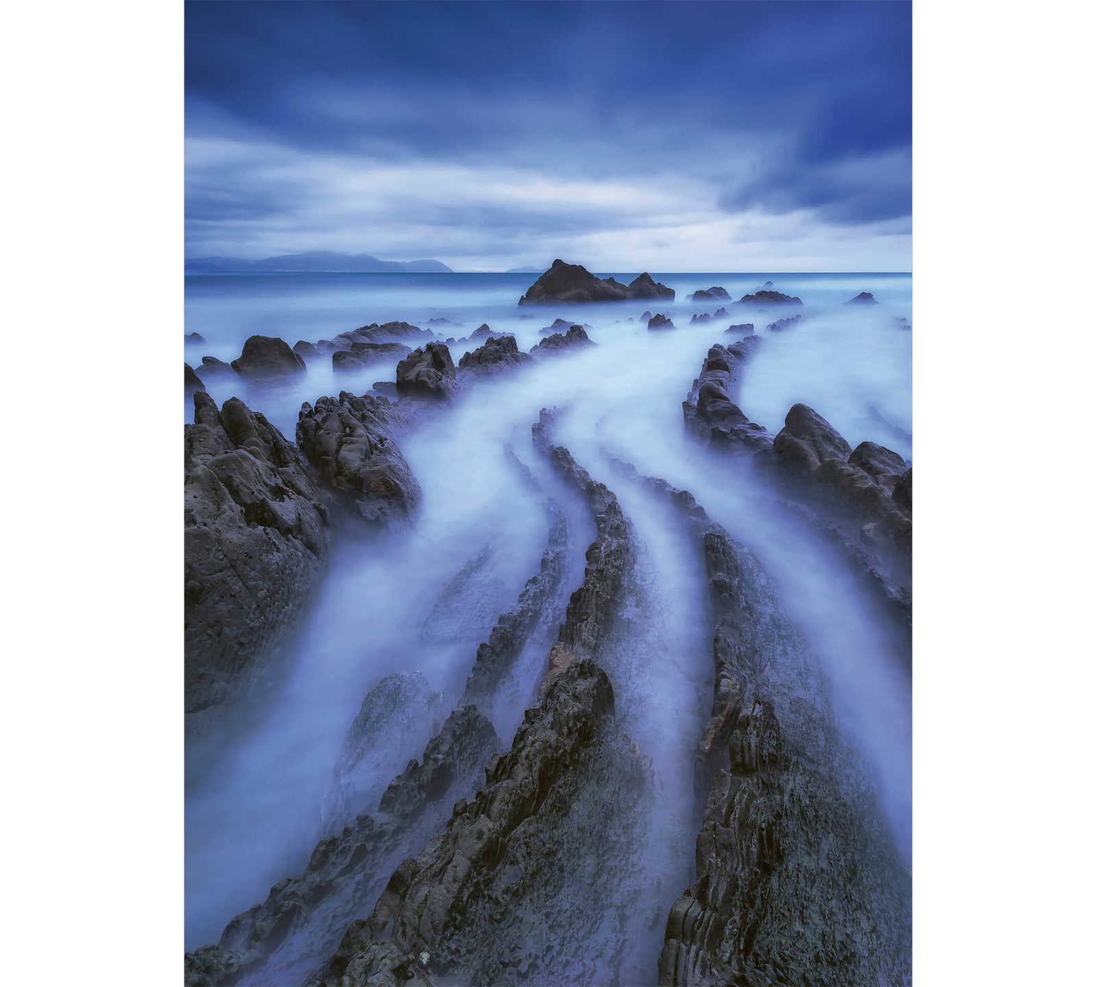 Fototapete Landschaft Nebel auf Meer – Blau, Grau
