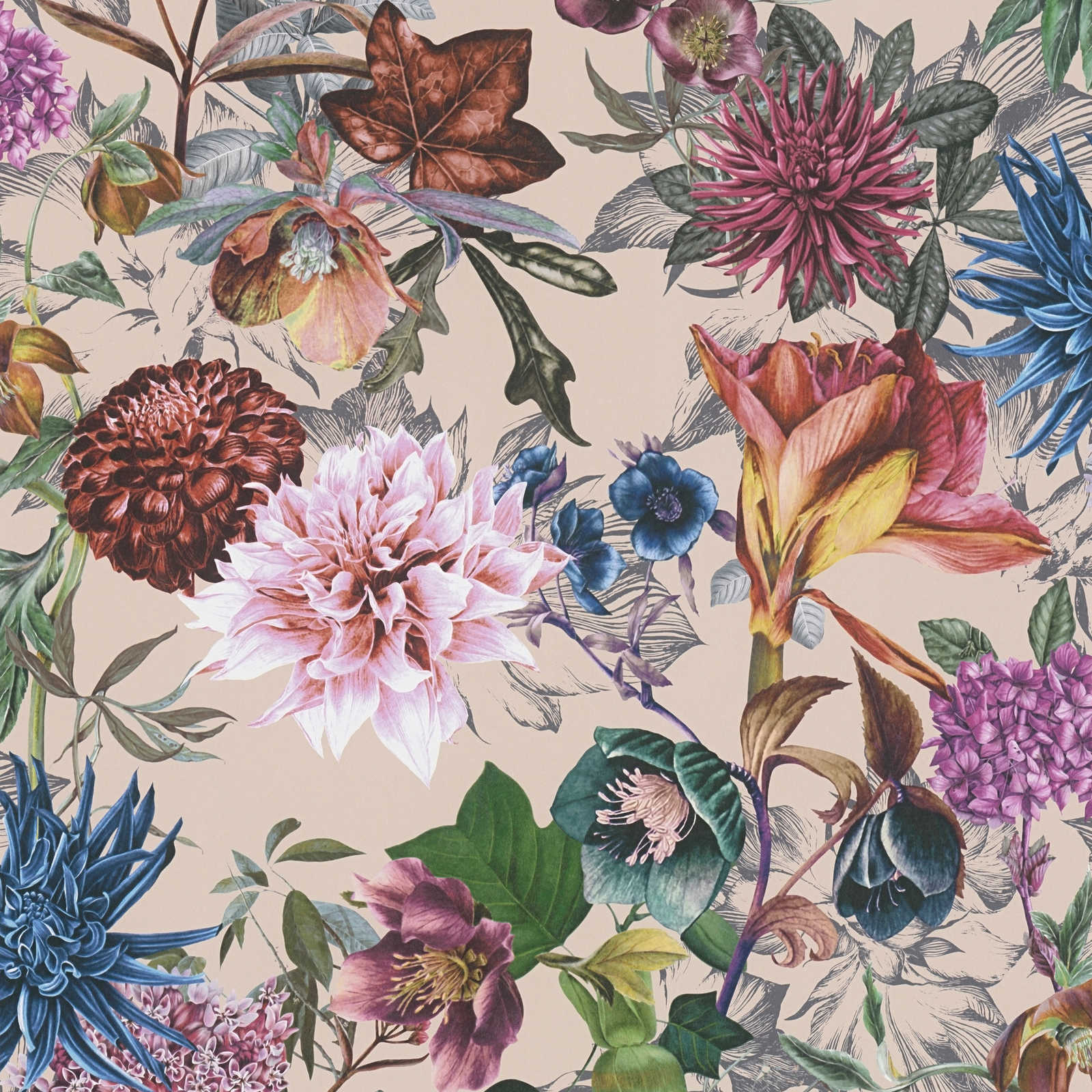             Tapete Blumen Design mit bunten Blüten – Bunt
        