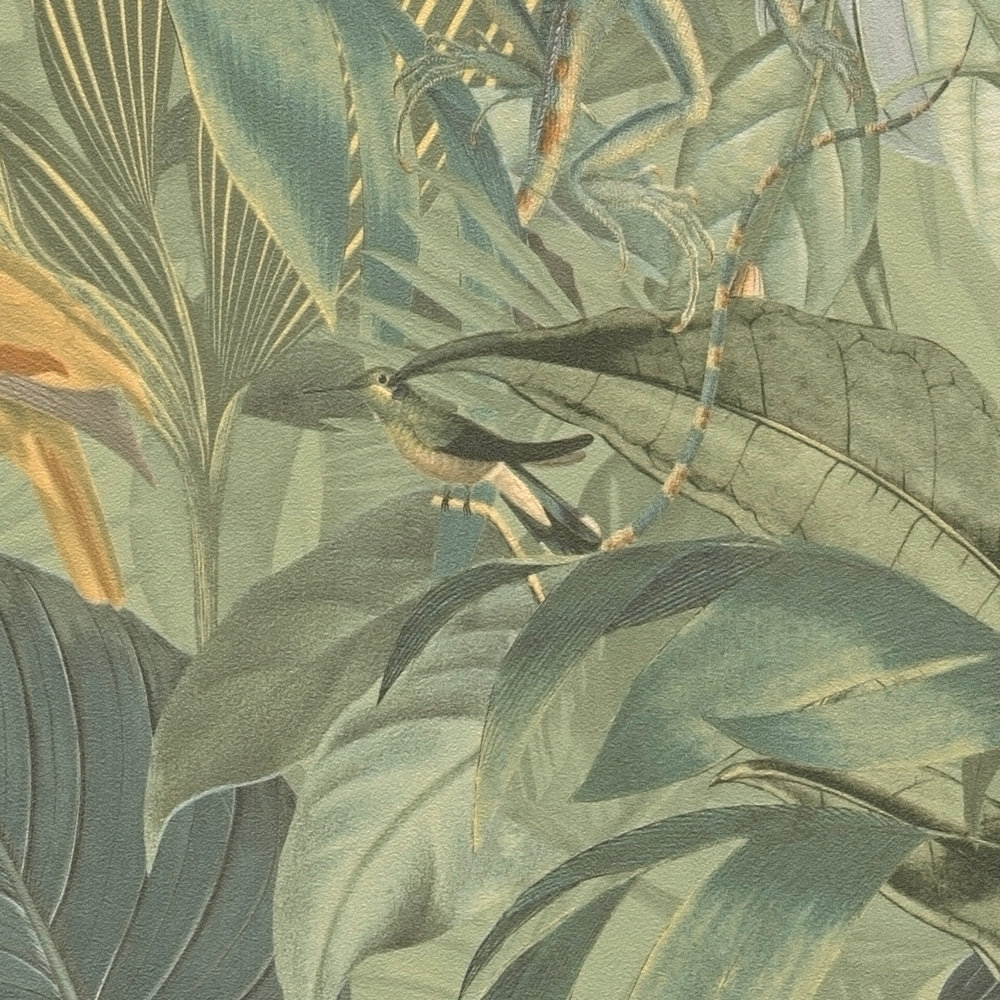             Dschungel Tapete mit Tieren, Kindermotiv – Grau, Grün
        