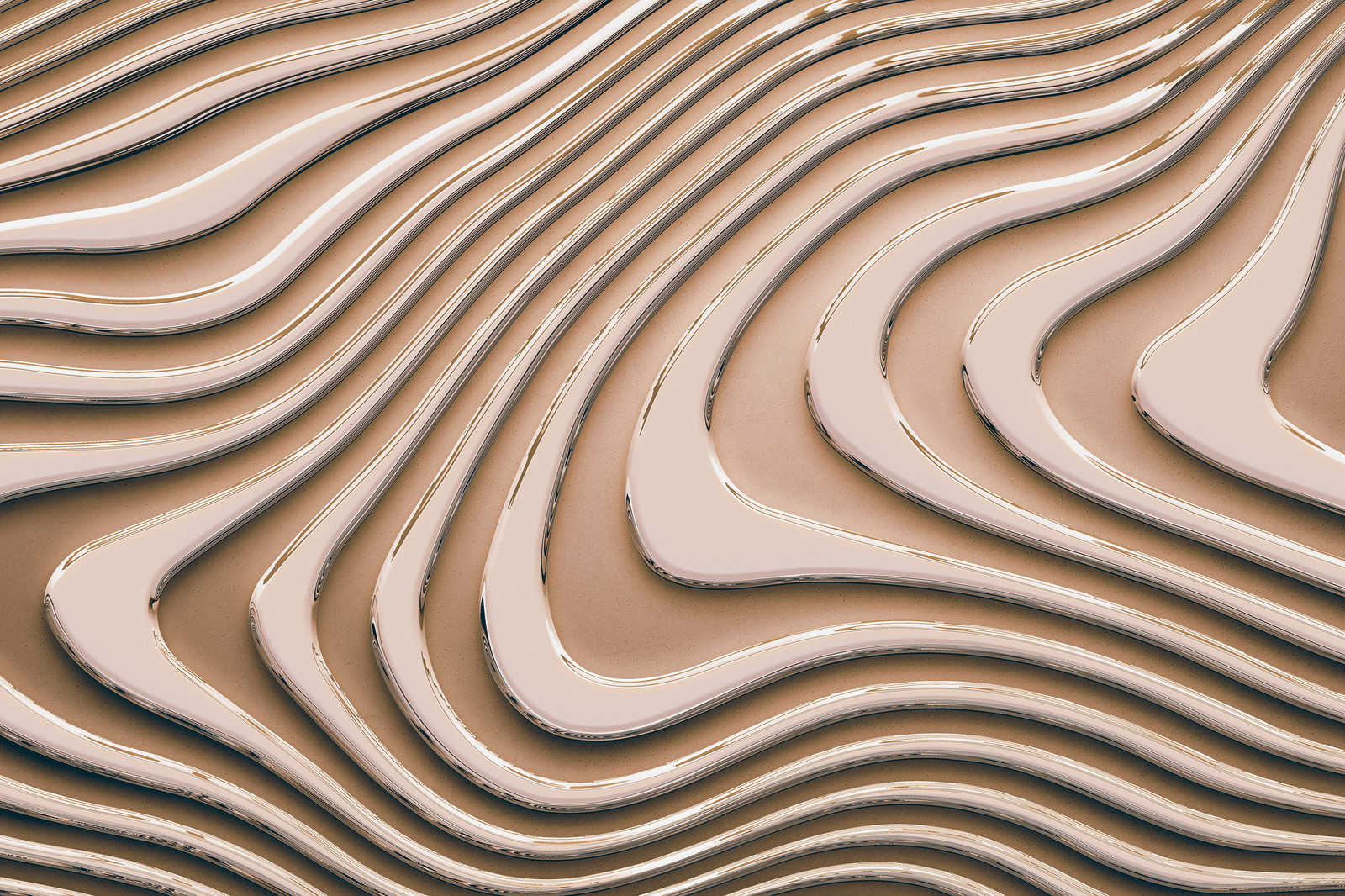             Leinwandbild mit wellenförmigen Linien und Schatten | beige, braun – 0,90 m x 0,60 m
        