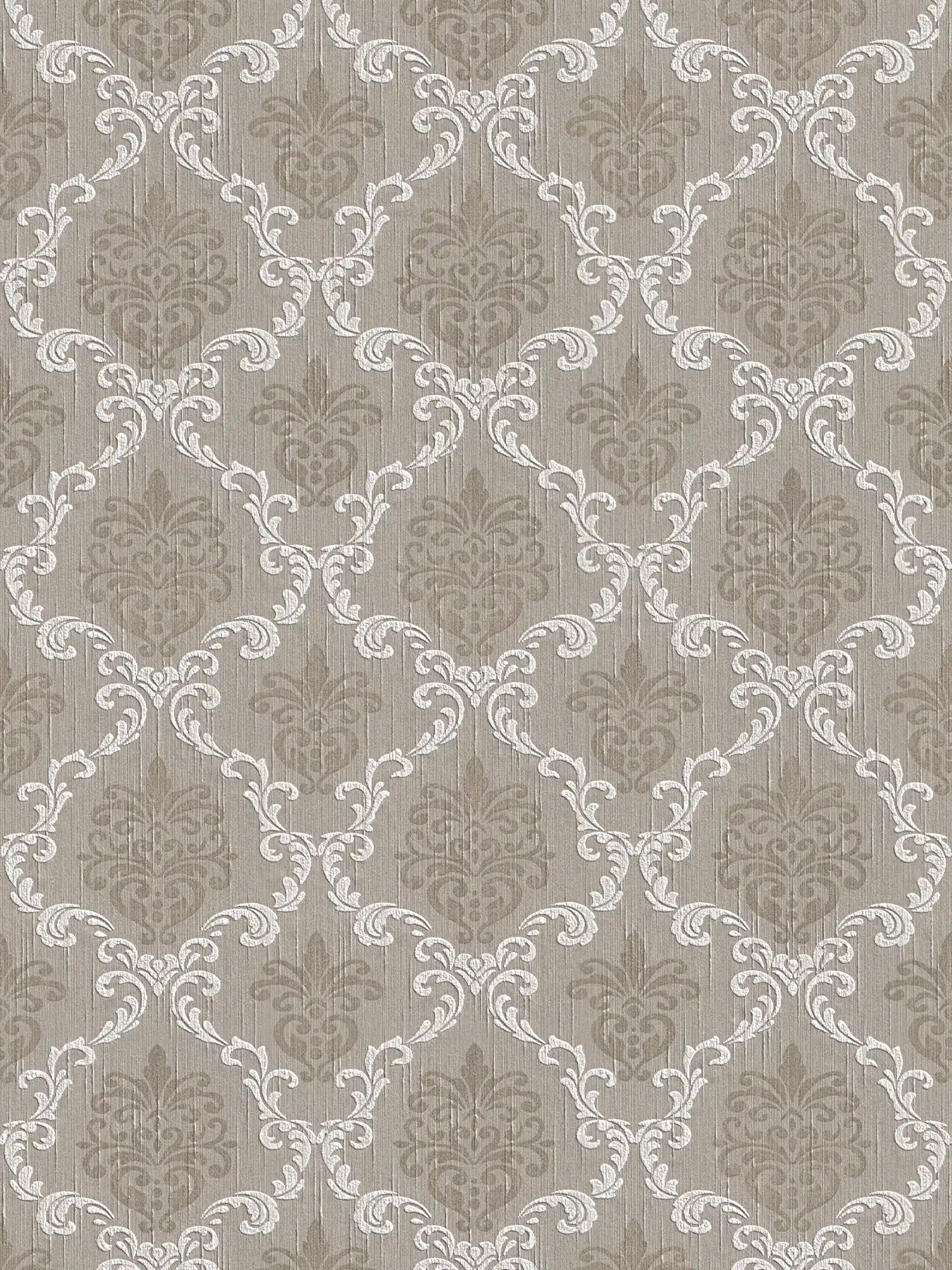         Vliestapete mit Ornament Design im Kolonial Stil – Beige, Grau
    