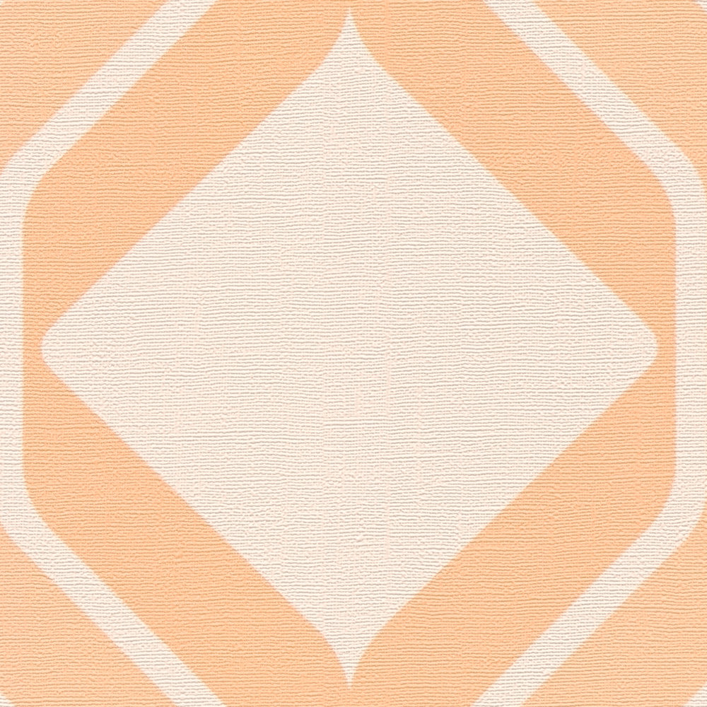             Retro Tapete mit Rauten Bemusterung in warmen Farben – Orange, Beige
        