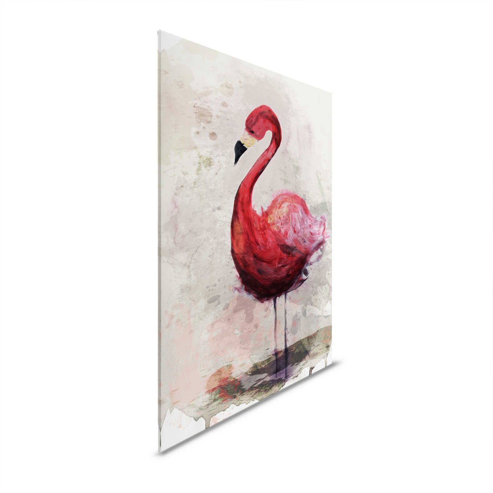        Aquarelles Leinwandbild mit Flamingo Motiv im Zeichenstil – 1,20 m x 0,80 m
    
