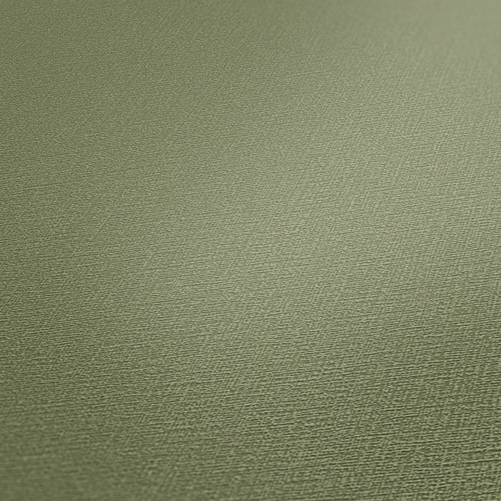             Khakifarbene Tapete Eukalyptus Grün mit Strukturmuster
        