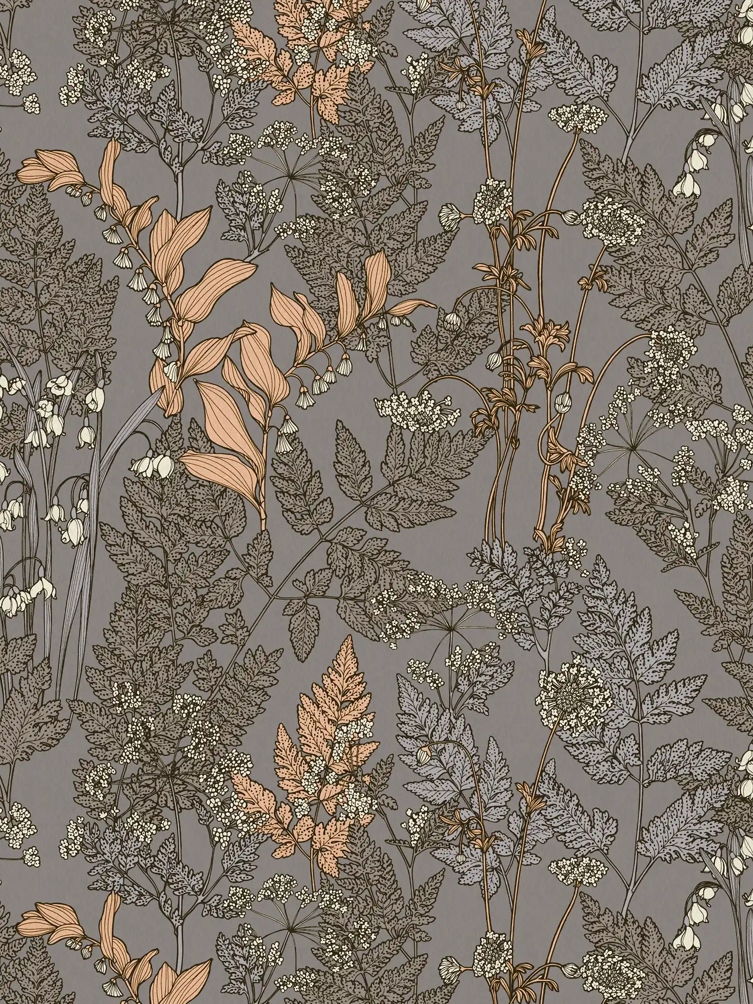         Tapete Taupe mit Blumen Design im modernen Stil – Grau, Beige, Gelb
    