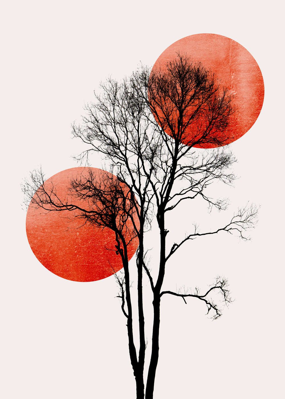             Fototapete Baum mit Farbakzent im minimalistischen Stil
        