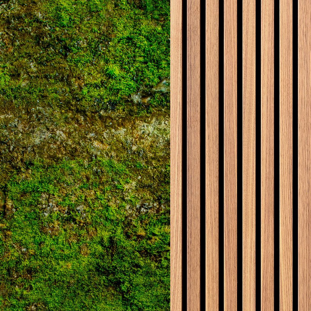             Fototapete »panel 1« - Schmale Holzpaneele & Moos – Glattes, leicht glänzendes Premiumvlies
        