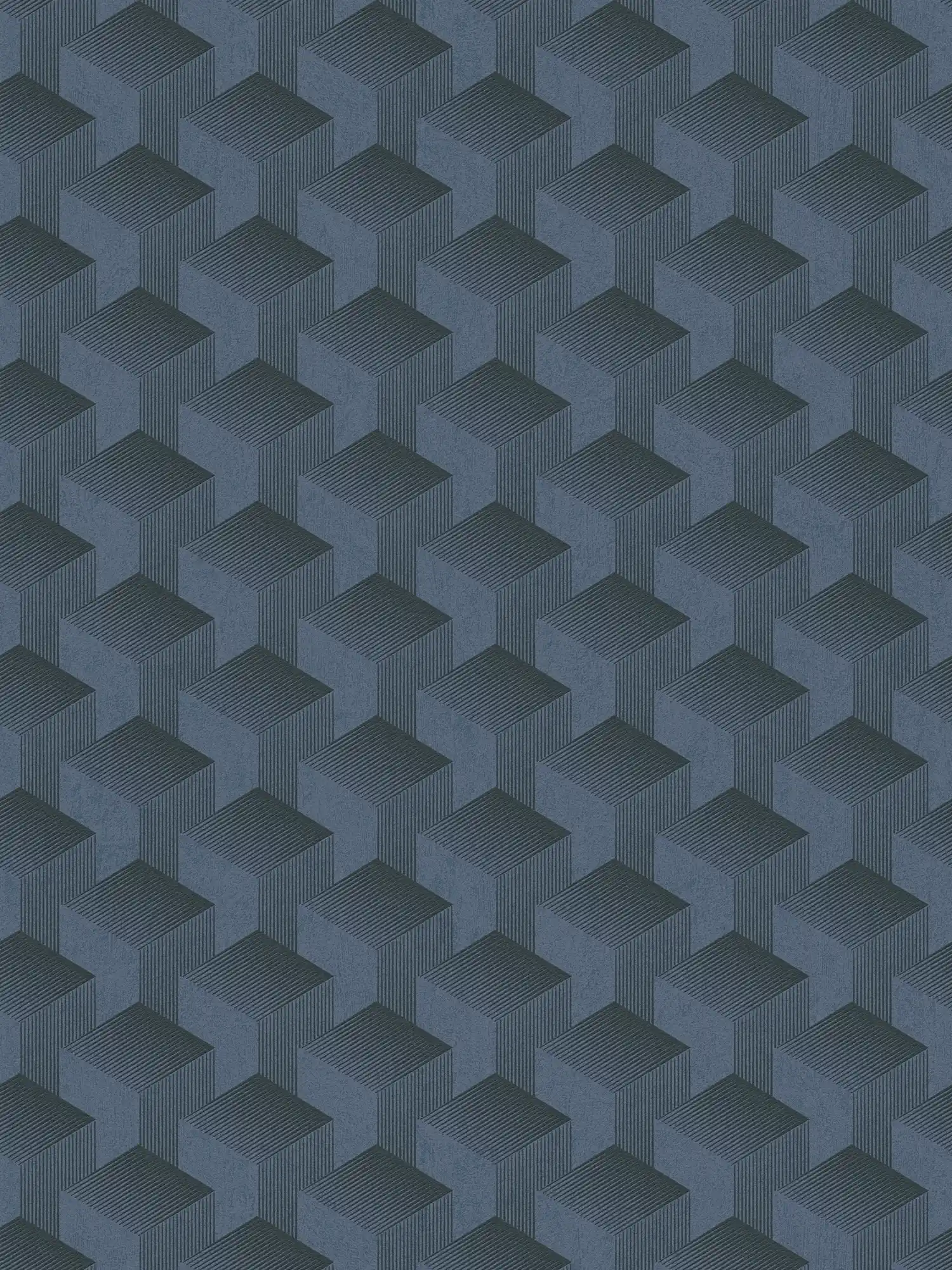 Grafik-Tapete mit Muster in 3D matt – Blau, Schwarz
