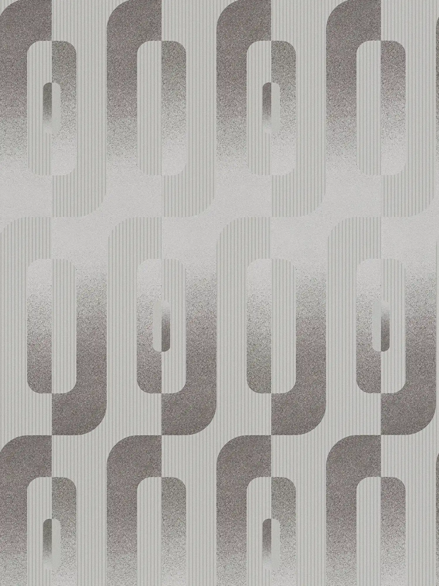 Grafik-Tapete mit Reto Muster in Grau und Silber
