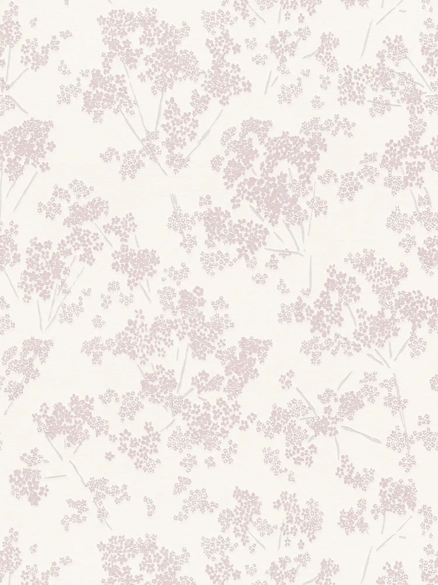 Florale Vliestapete mit verspieltem Blumenmuster – Weiß, Rosa
