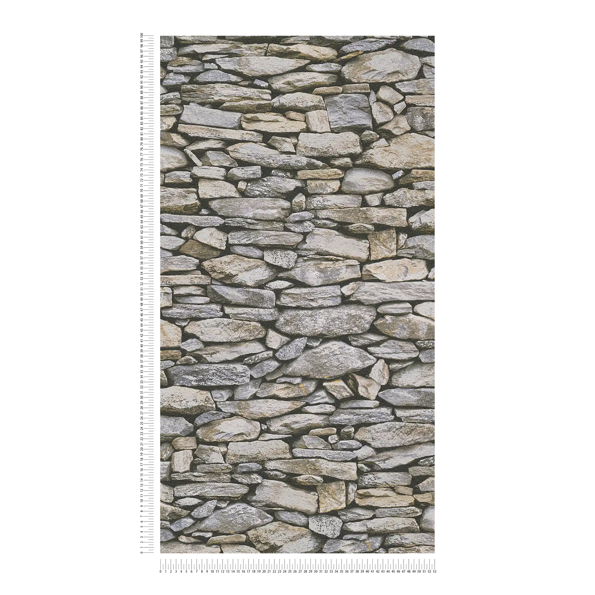             Steinmuster Tapete, realistische Maueroptik – Beige, Grau
        