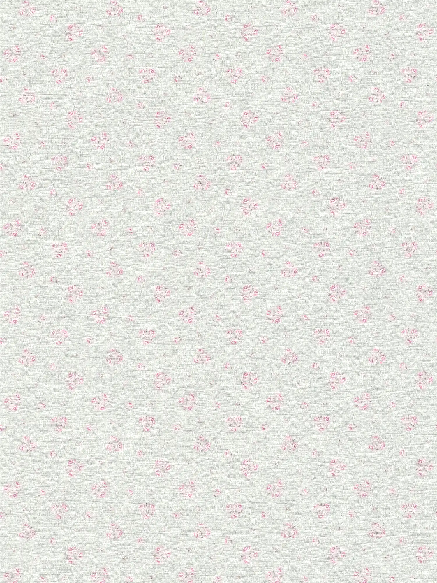 Vliestapete mit Blumenmuster im Shabby Chic Stil – Grau, Rosa, Weiß
