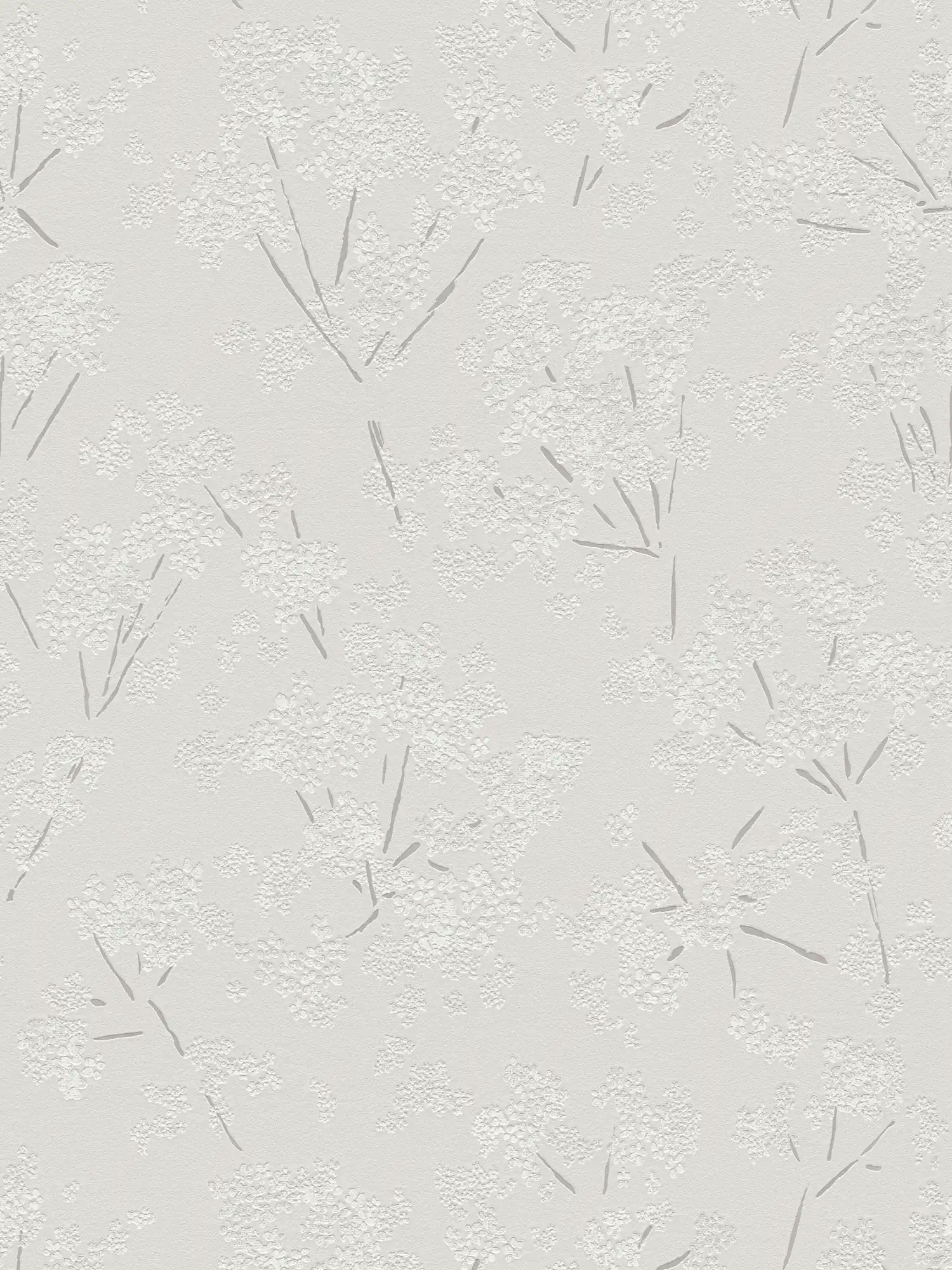 Vliestapete mit abstraktem Blumenmuster – Grau, Weiß
