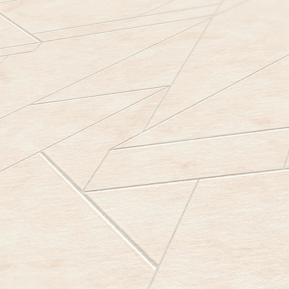             Vliestapete mit grafischen Linienmuster – Creme, Weiß, Silber
        