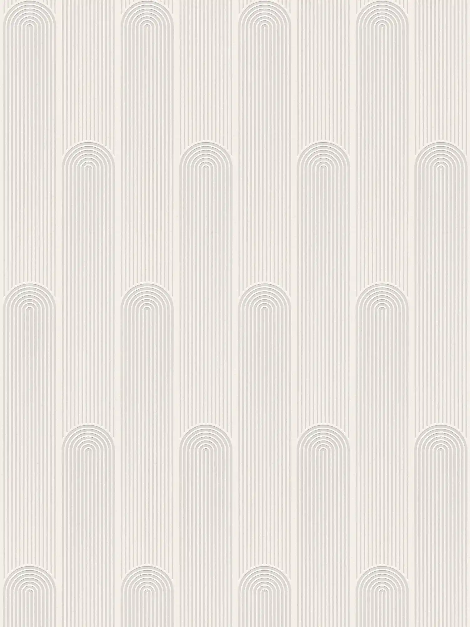 Mustertapete Retro Art Déco Linien Design – Weiß, Grau

