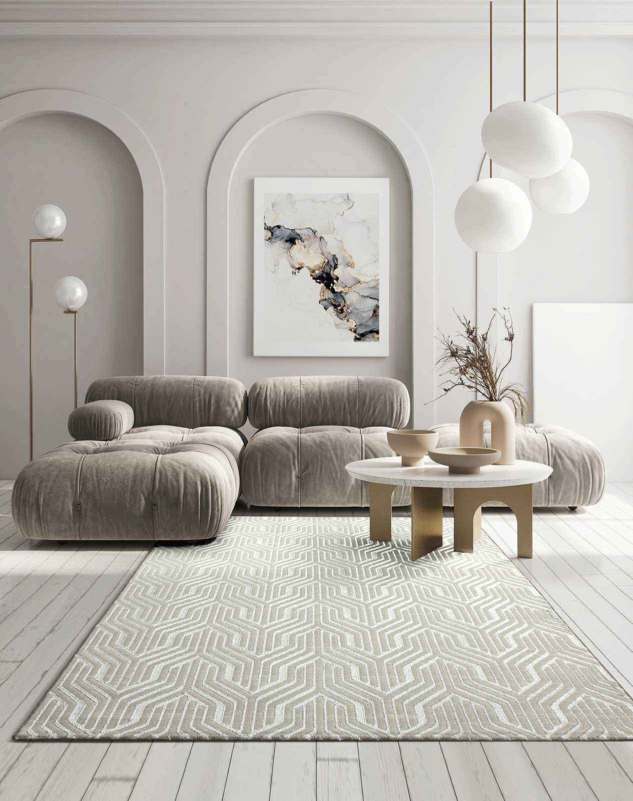 Sanfter Hochflor Teppich in Creme – 150 x 80 cm
