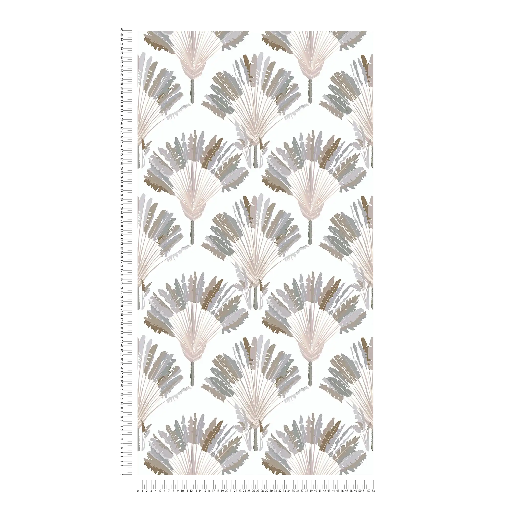             Tapete Grau Beige mit Palmen Muster & Block Design – Grau, Weiß, Braun
        