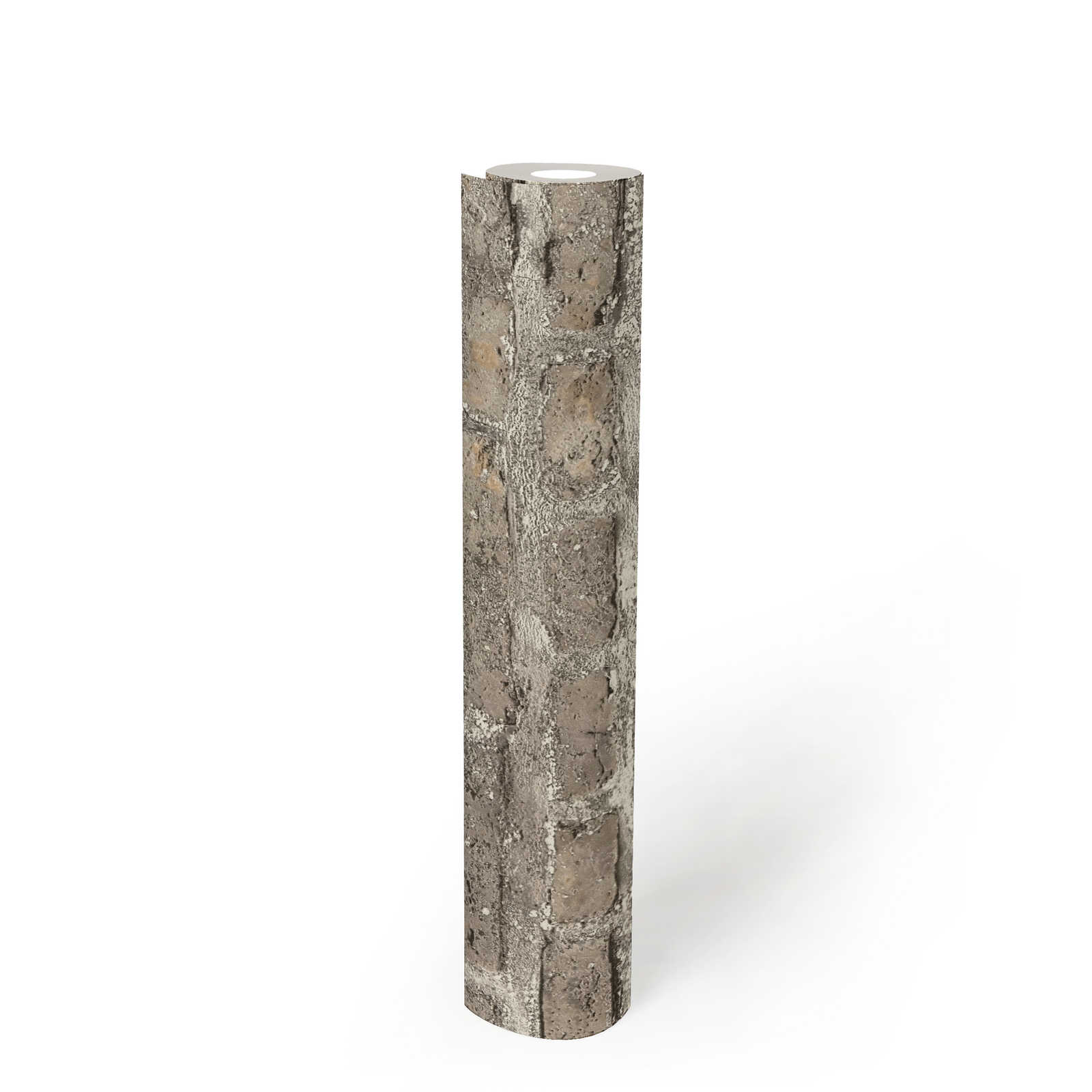             Tapete mit rustikalem Mauer-Motiv im Industrial Style – Grau, Braun
        
