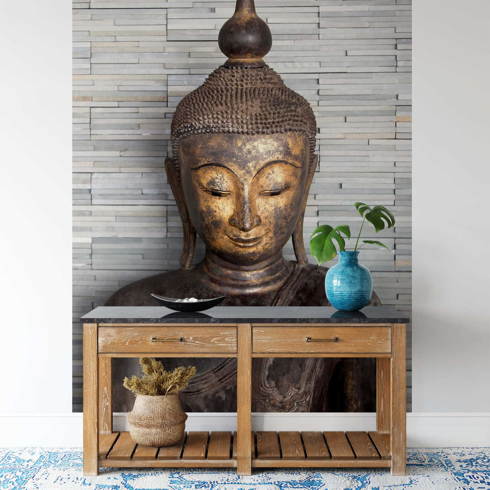             Fototapete schmal mit Buddha – Braun, Grau
        