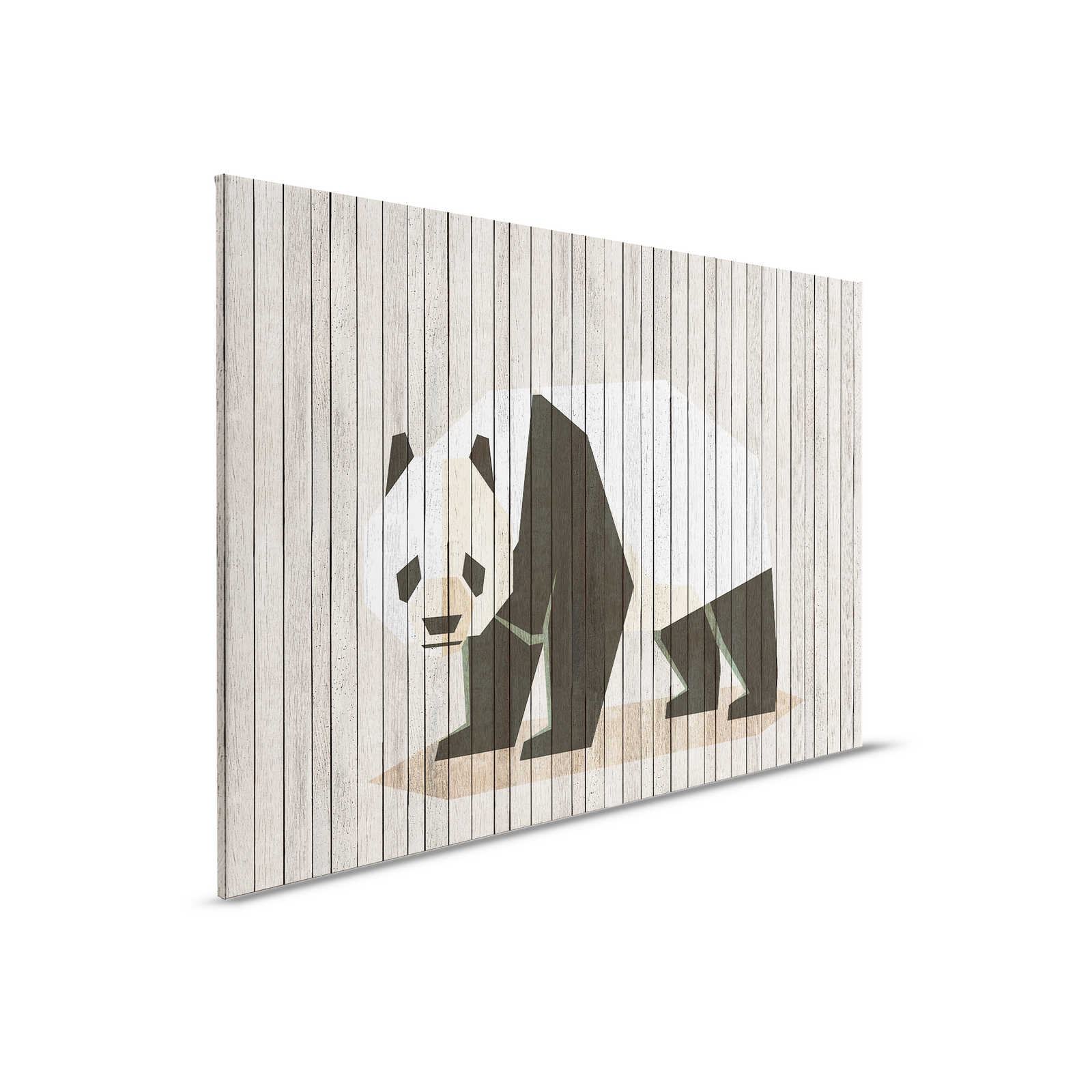         Born to Be Wild 2 - Leinwandbild auf Holzpaneele Struktur mit Panda & Bretterwand – 0,90 m x 0,60 m
    