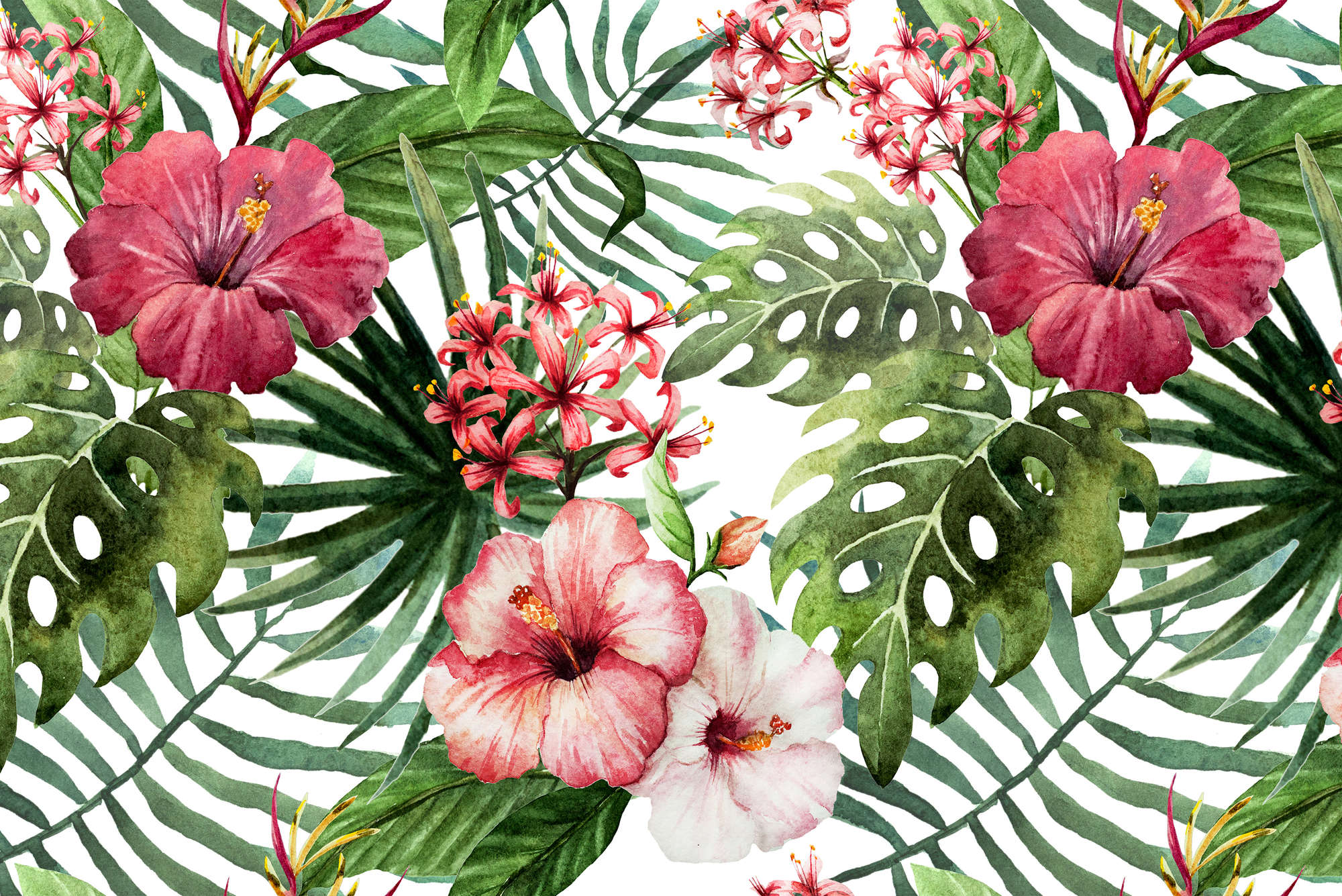             Grafik Fototapete Dschungel Blumen auf Premium Glattvlies
        