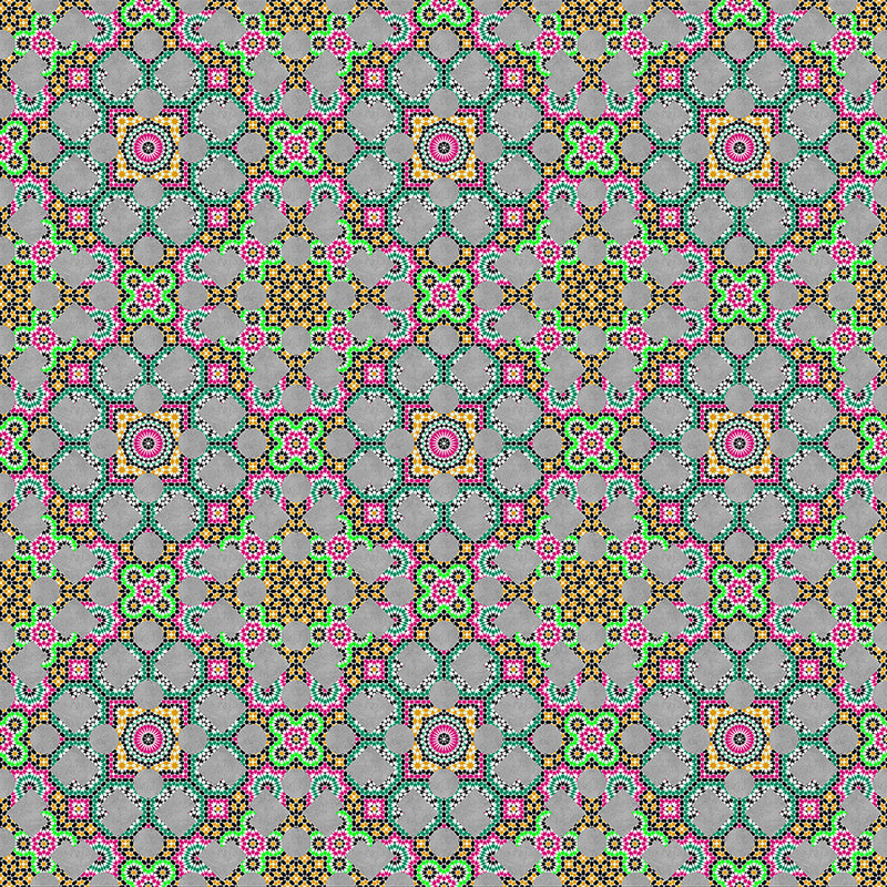 Bunte Fototapete mit Kaleidoskop Effekt – Grau, Rosa
