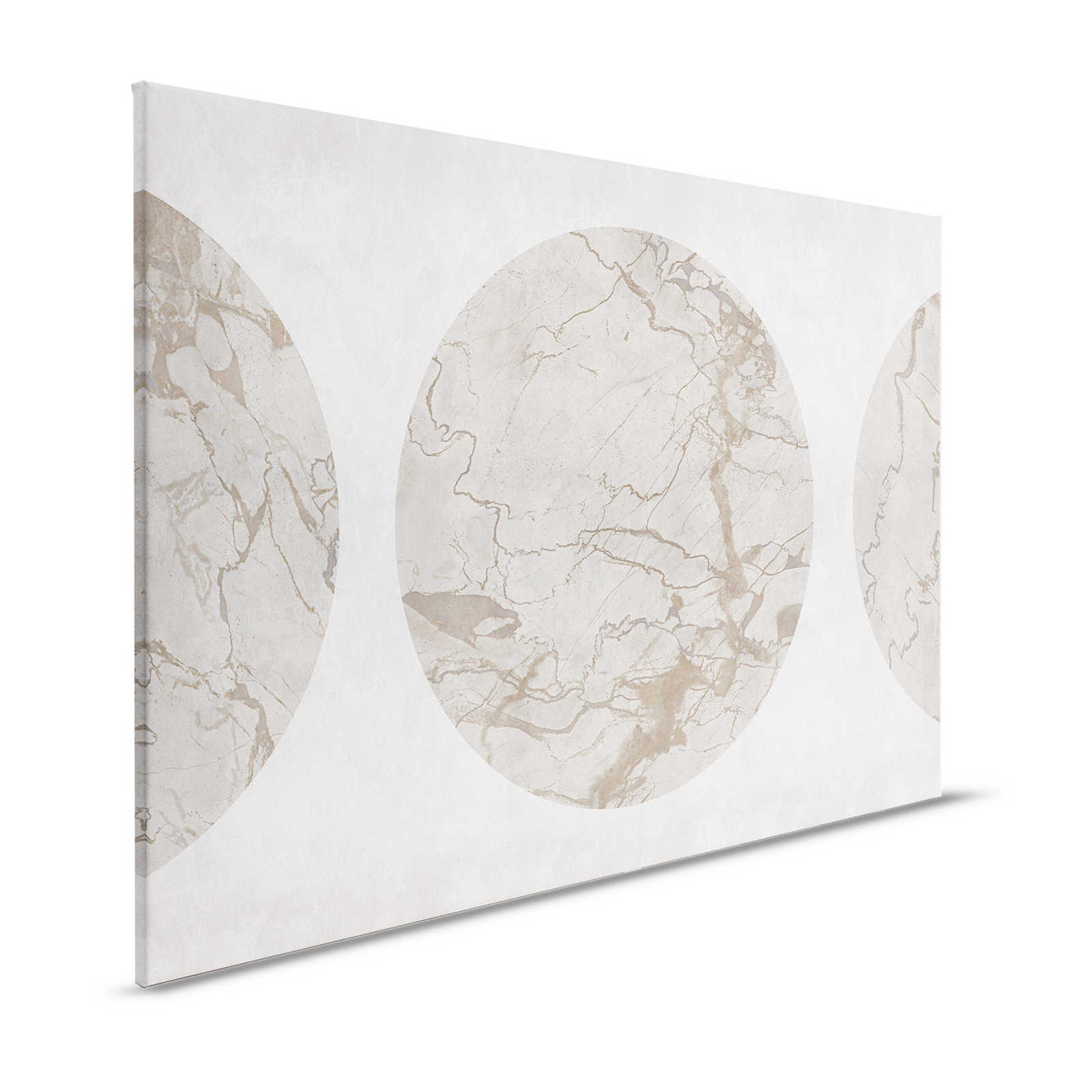 Mercurio 1 - Graues Leinwandbild Marmor Greige mit Kreis Motiv – 1,20 m x 0,80 m

